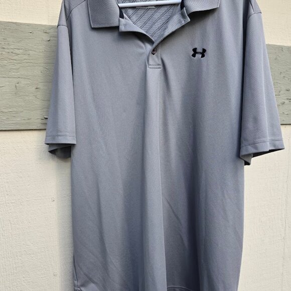 UA Under Armouur 2XL Heat Geat Polo Shirt Gray - Logo on Back and Front - - Picture 2 of 10